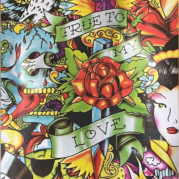 Ed Hardy by Christian Audigier Geisha True to My Love Skulls Tattoo Large Bag - Picture 5 of 16